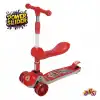 Power Slider Kırmızı Katlanabilir 3 Tekerlekli Oturaklı Scooter - Işıklı Scooter - Çocuk Scooter