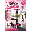 Cool Wheels Oturaklı Pembe Combo Işıklı 3 Tekerlekli Katlanabilir Scooter - CoolWheels Scooter - Çocuk Scooter