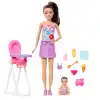 Barbie Skipper Bebek Bakıcılığı Seti - Mama Sandalyeli Set JJB44 - Barbie Oyuncak Barbie Bebek