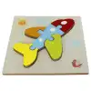 Ahşap Uçak Puzzle - Bebekleri İçin Puzzle - Ahşap Yapboz Oyuncak - Oyuncak Yap-boz - 4 Parça Puzzle