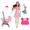 Anlily Bebek Arabalı Seti - Oyuncak Pusetli Bebek - Barbie Pusetli Seti - Aksesuarlı Pusetlı Bebek Oyuncak