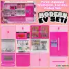 Anlily Dörtlü Mutfak Seti - Barbie Modern Mutfak Seti - Işıklı Sesli Mutfak Oyuncak - Fırın, Buzdolabı, Bulaşık, Lavabo