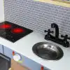 Delüx Işıklı Hamarat Ahşap Mutfak - Ahşap Çocuk Mutfağı - Mutfak Seti - Kapaklı Mutfak - Krem
