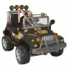 Kumandalı Çift Kişilik Mega Akülü Araba Siyah - 12 Volt İki Kişilik Akülü Araba Akülü JEEP - Mega Off Road Turbo Jeep