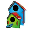Kumtoys Boyanabilir 3lü Kuş Evi - Sanat Seti - Boyama Setleri - Maket Yapımı