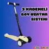 Lupa Katlanabilir Işıklı 3 Tekerlekli Sarı Scooter - Işıklı Scooter - Slikon Teker Scooter - Çocuk Scooter - İttir Git
