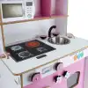 Pratik Hamarat Ahşap Mutfak - Ahşap Çocuk Mutfağı - Mutfak Seti - Kapaklı Mutfak - Pembe