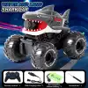 Shark Amphibious Racing Car Siyah - Uzaktan Kumandalı Su Atan Saatli Köpek Balığı - Saat Kontröllü