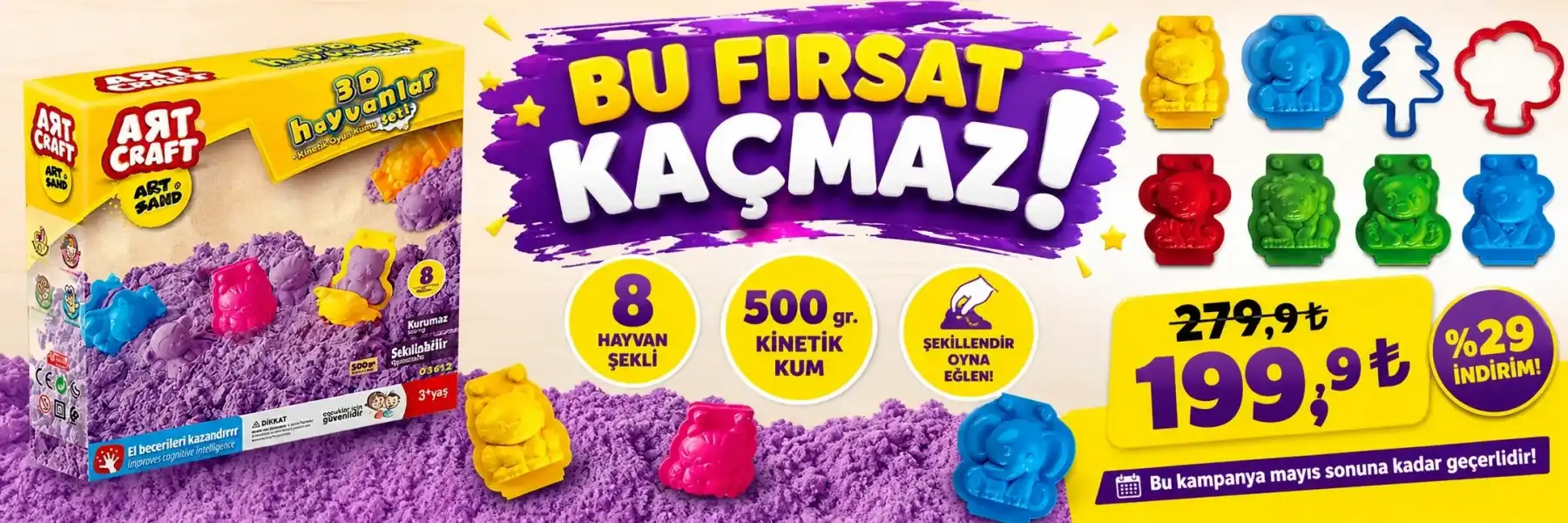 3D Hayvanlar Kinetik Kum Seti 500 gr.