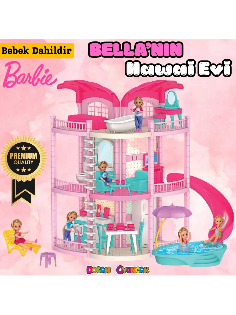 Bellanın Hawai Evi - Bella Oyuncak Ev - Barbie Ev Seti - Bellanın Hawai Evi - Bella Havuzlu Hawai Evi