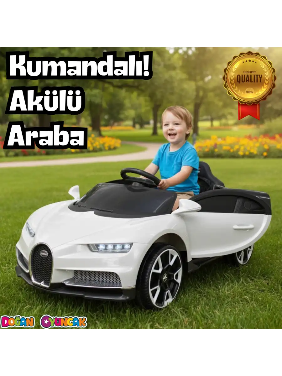 Bravo GT Beyaz Uzaktan Kumandalı 4X2 12 Volt Akülü Araba - RC Bugatti Akülü Araba
