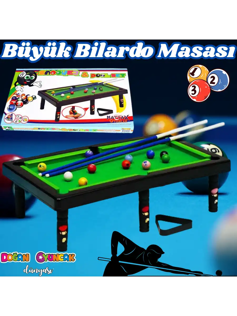 Büyük Bilardo Masası - Bilardo Maçı - Bilardo Oyuncak - 8 Ball Oyunu - Büyük Bilardo Seti - Bilardo Oyuncağı