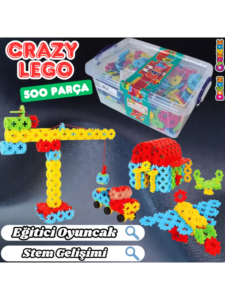 Crazy Eğitici Blok Oyunu 500 Parça - Oyuncak Lego Seti - Birbirine Geçmeli STEM Lego Seti - Eğitici Oyuncak