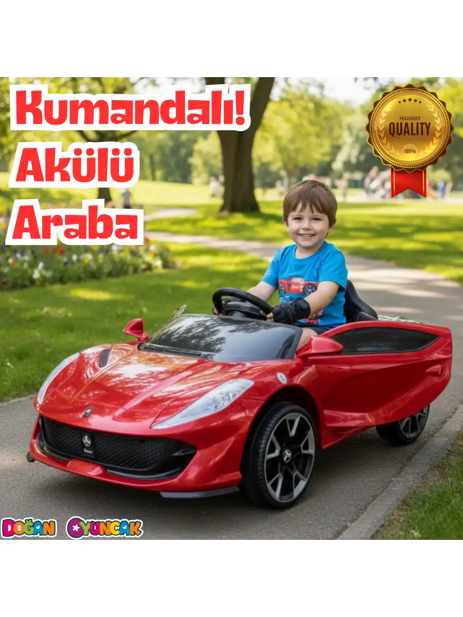 Favori GT Kırmızı Uzaktan Kumandalı 4X2 12 Volt Akülü Araba - RC Ferrari Akülü Araba