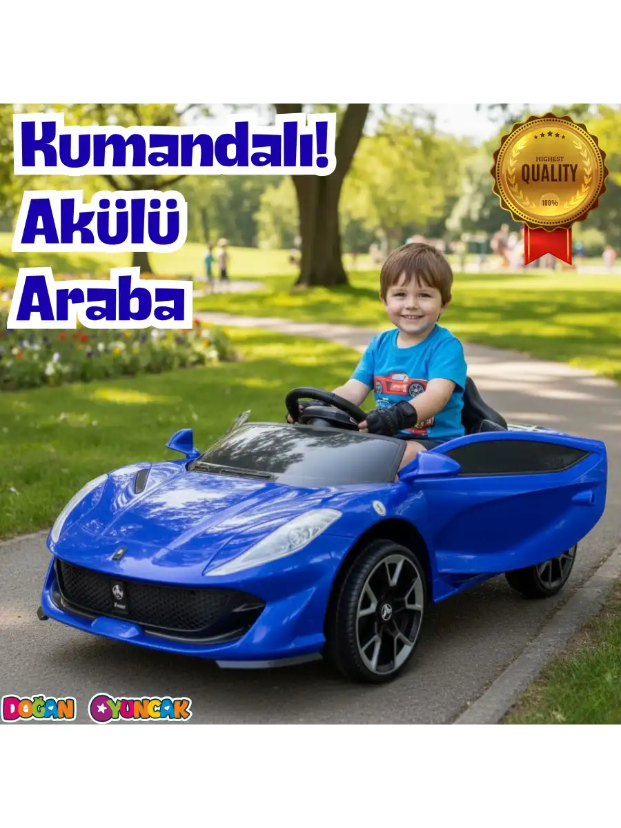 Favori GT Mavi Uzaktan Kumandalı 4X2 12 Volt Akülü Araba - RC Ferrari Akülü Araba