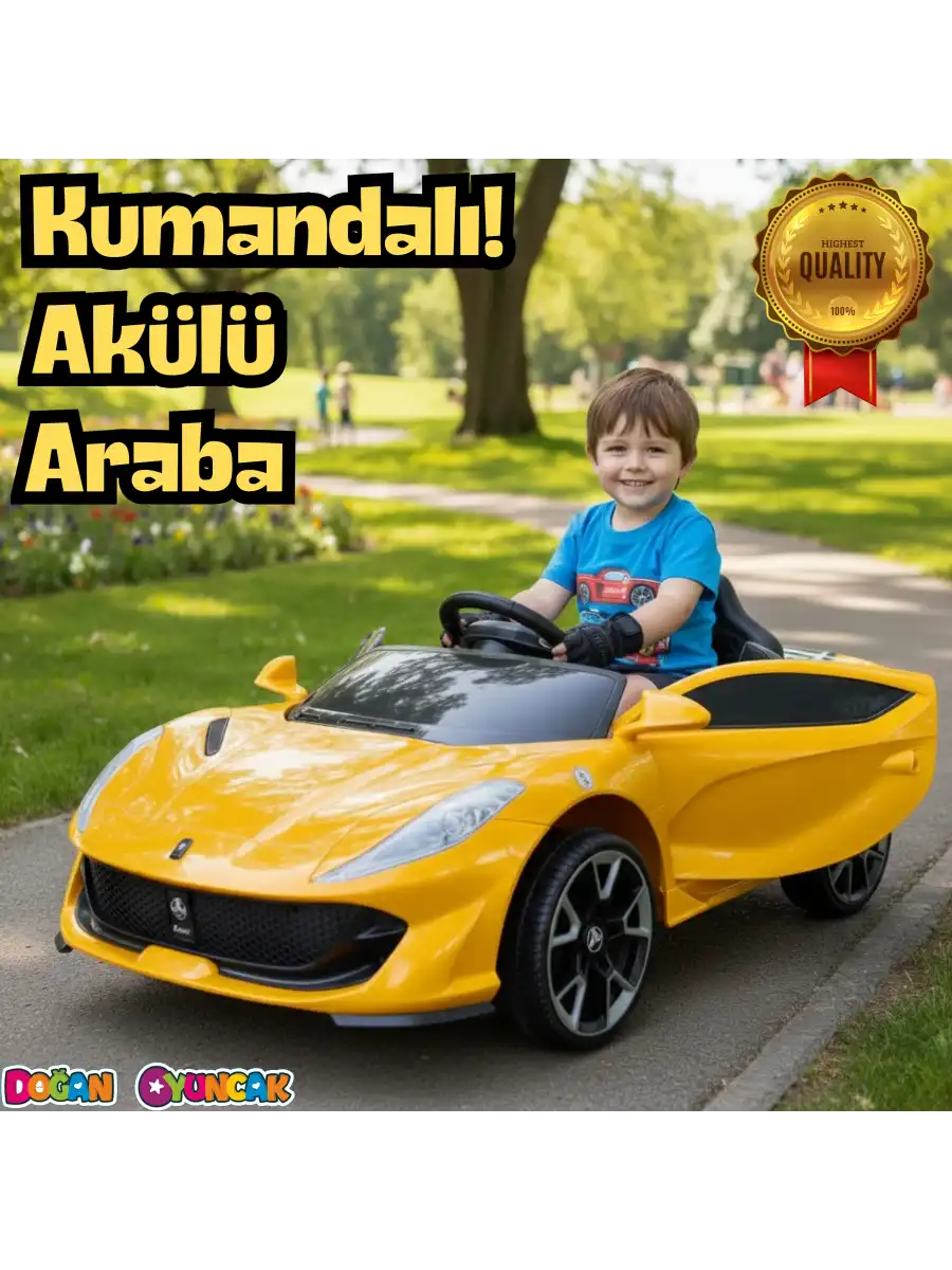 Favori GT Sarı Uzaktan Kumandalı 4X2 12 Volt Akülü Araba - RC Ferrari Akülü Araba