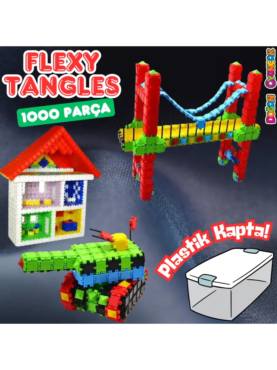 Flexy Tangles Blok Oyunu 1000 Parça - Oyuncak Lego Seti - Birbirine Geçmeli STEM Lego Seti - Eğitici Oyuncak