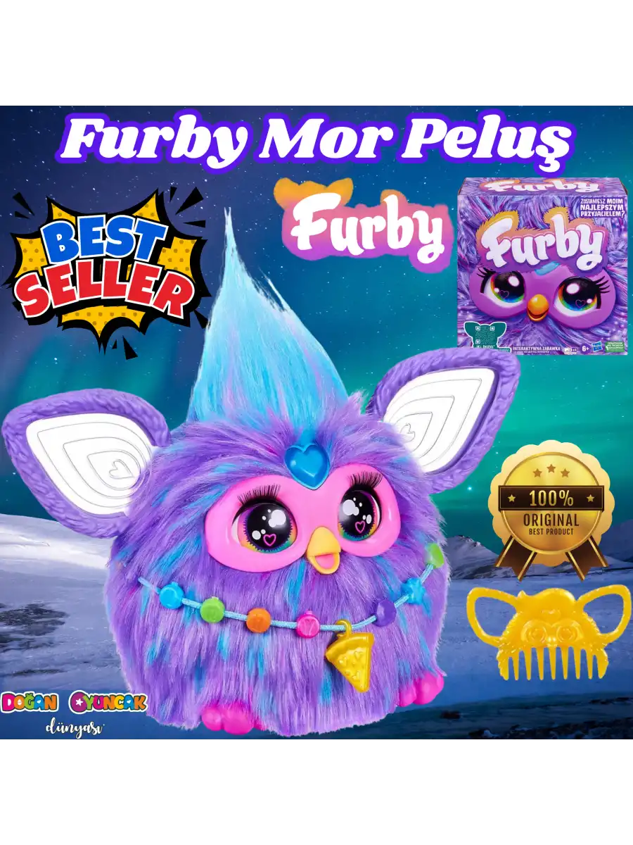 Furby Mor Renkli İnteraktif Pelüş Oyuncak - Furby Peluşu - Furby Oyuncak Peluş - Konuşan Furby Oyuncak