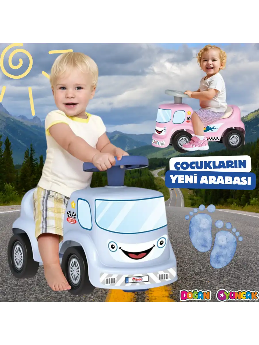 Go Hero İlk Arabam Pembe - Binmeli Araba İlk Arabam - Çocuk Arabası - İlk Adım Arabası - 4 Teker Araç