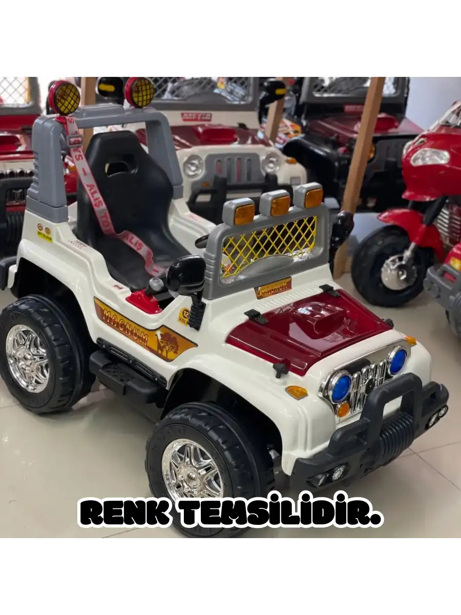Işıklı Mega Akülü Araba Mavi - 12 Volt Tek Kişilik Akülü Araba Akülü JEEP - Mega Off Road Turbo Jeep