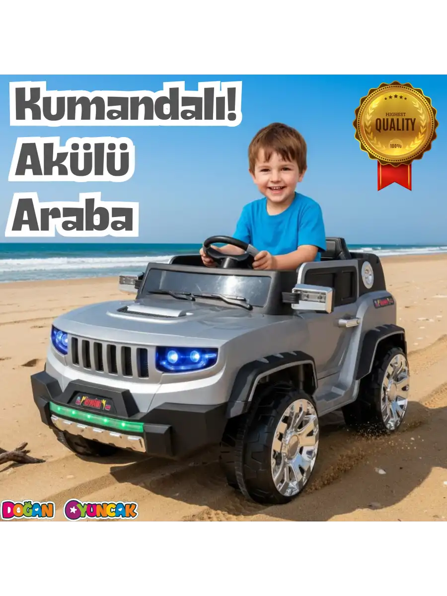 İznik Gri Uzaktan Kumandalı 4X2 12 Volt Akülü Araba - RC Jeep Akülü Araba