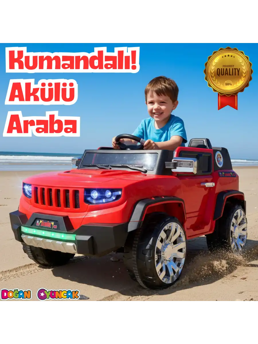 İznik Kırmızı Uzaktan Kumandalı 4X2 12 Volt Akülü Araba - RC Jeep Akülü Araba