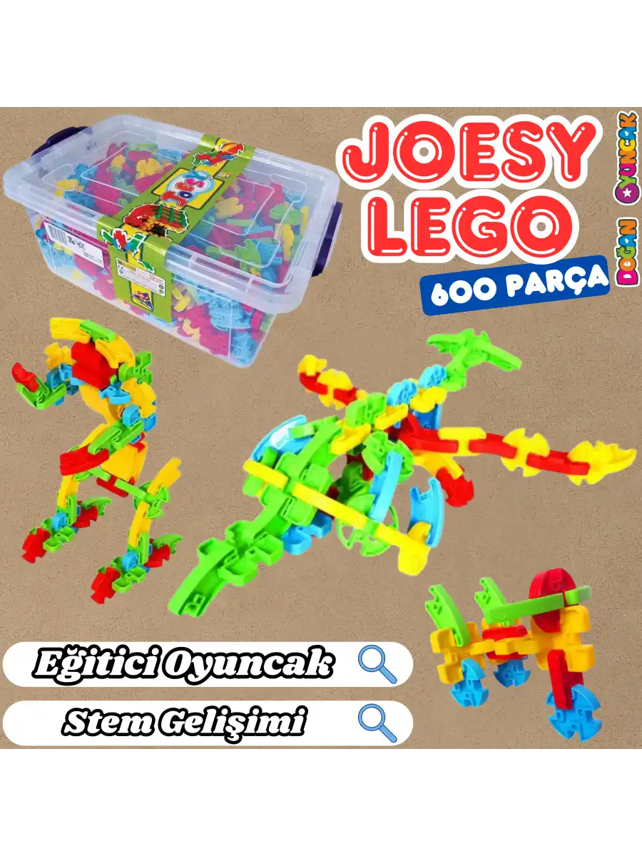 Joesy Eğitici Blok Oyunu 600 Parça - Oyuncak Lego Seti - Birbirine Geçmeli STEM Lego Seti - Eğitici Oyuncak