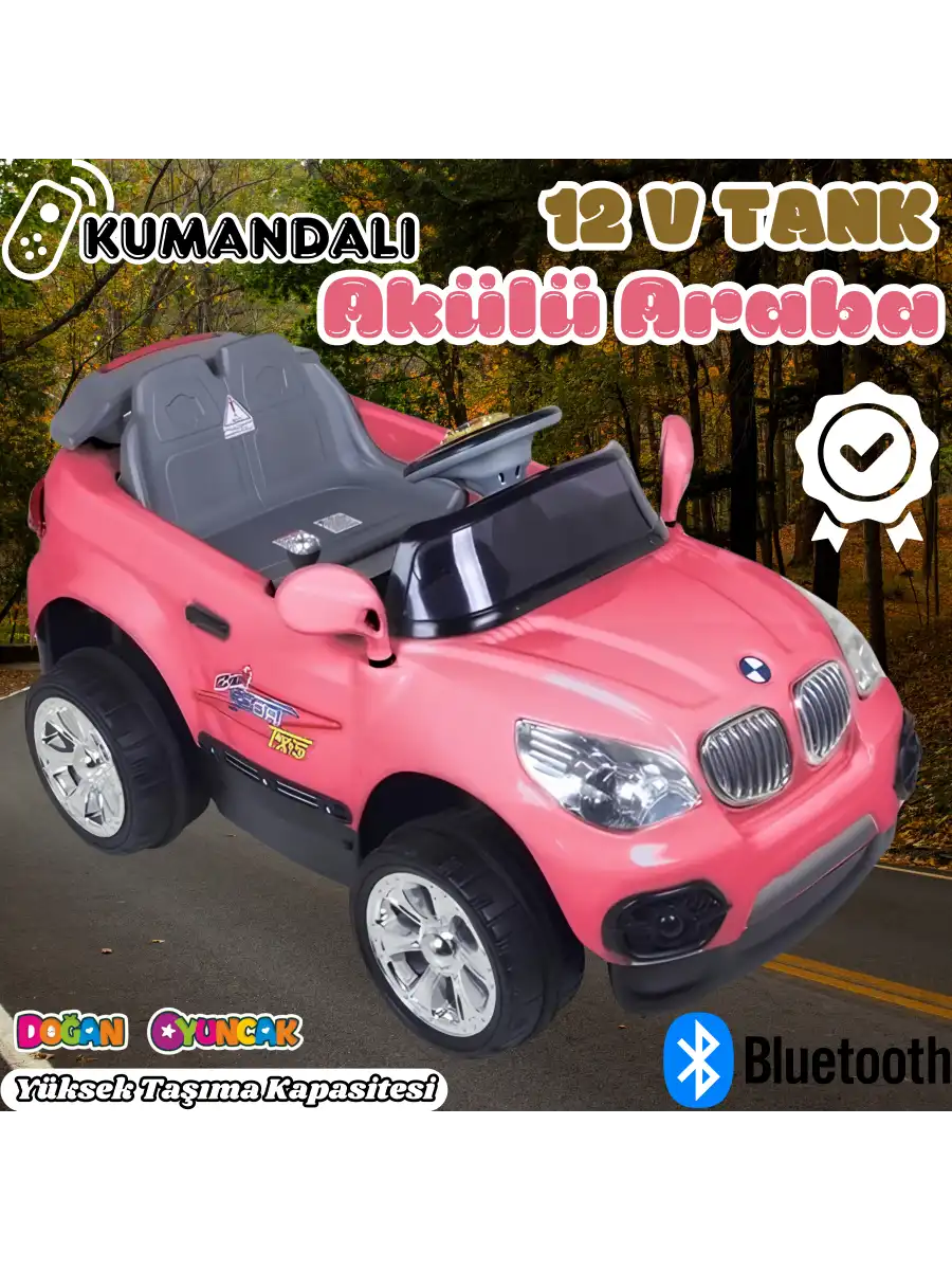 Kumandalı BMW Akülü Araba Pembe - Kumandalı 12 Volt Tek Kişilik Akülü Araba Akülü JEEP - TX5 Sport Akülü Araba