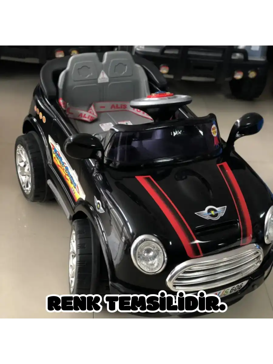 Kumandalı Mini Cooper Akülü Araba Siyah - Kumandalı 12 Volt Tek Kişilik Akülü Araba Akülü JEEP - Turbo Coupe Akülü Araba