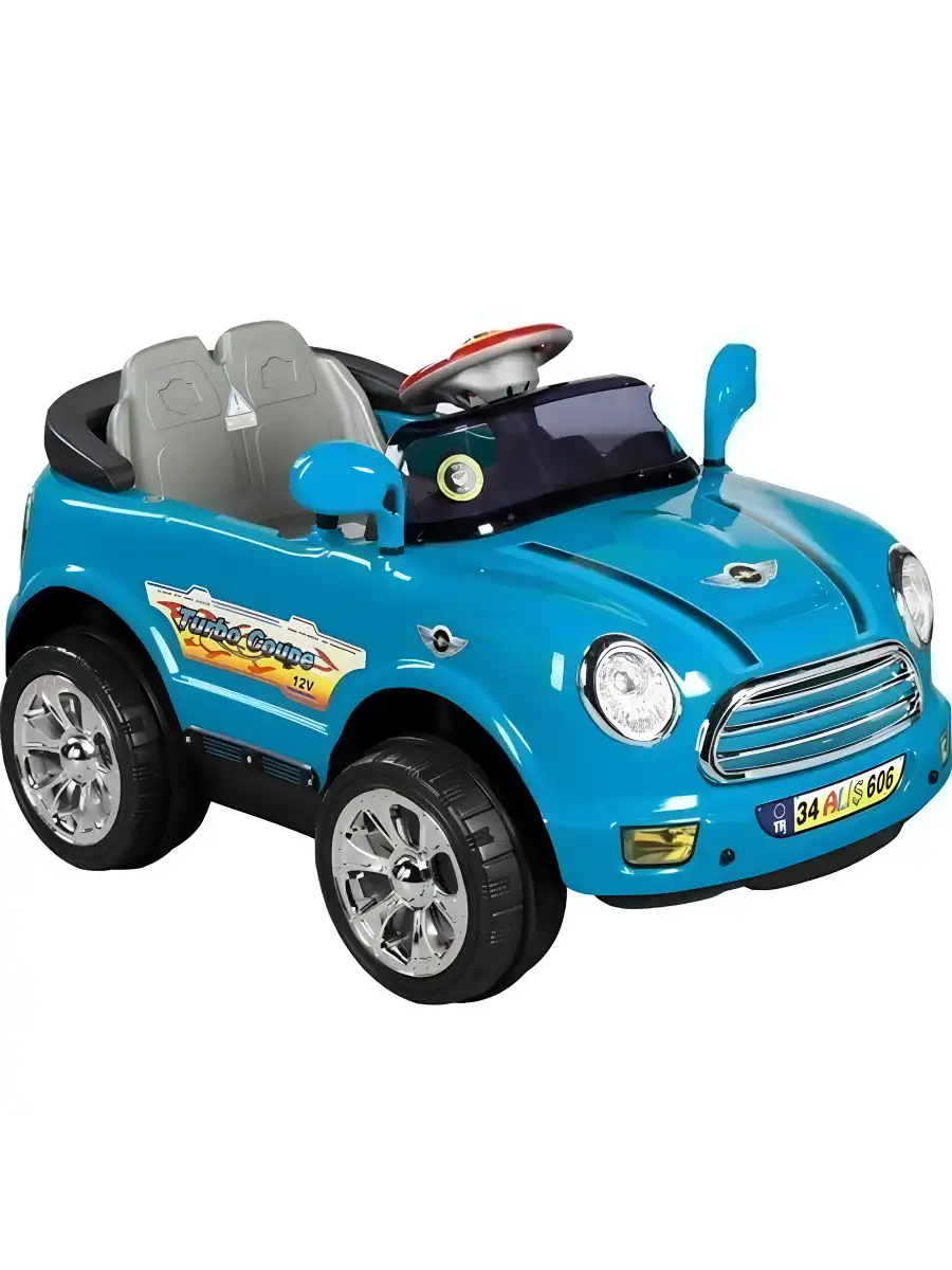 Kumandalı Mini Cooper Akülü Araba Mavi - Kumandalı 12 Volt Tek Kişilik Akülü Araba Akülü JEEP - Turbo Coupe Akülü Araba