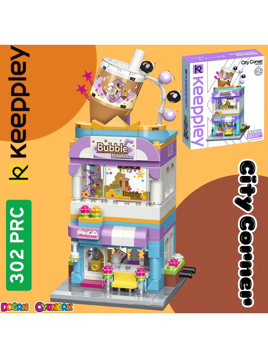 Mikro Blok Bubble Tea Dükkanı 302 Parça - Lego Setleri - Keeppley Mini Lego - Dükkan Lego - Keeppley Lego - Mikro Bloklar