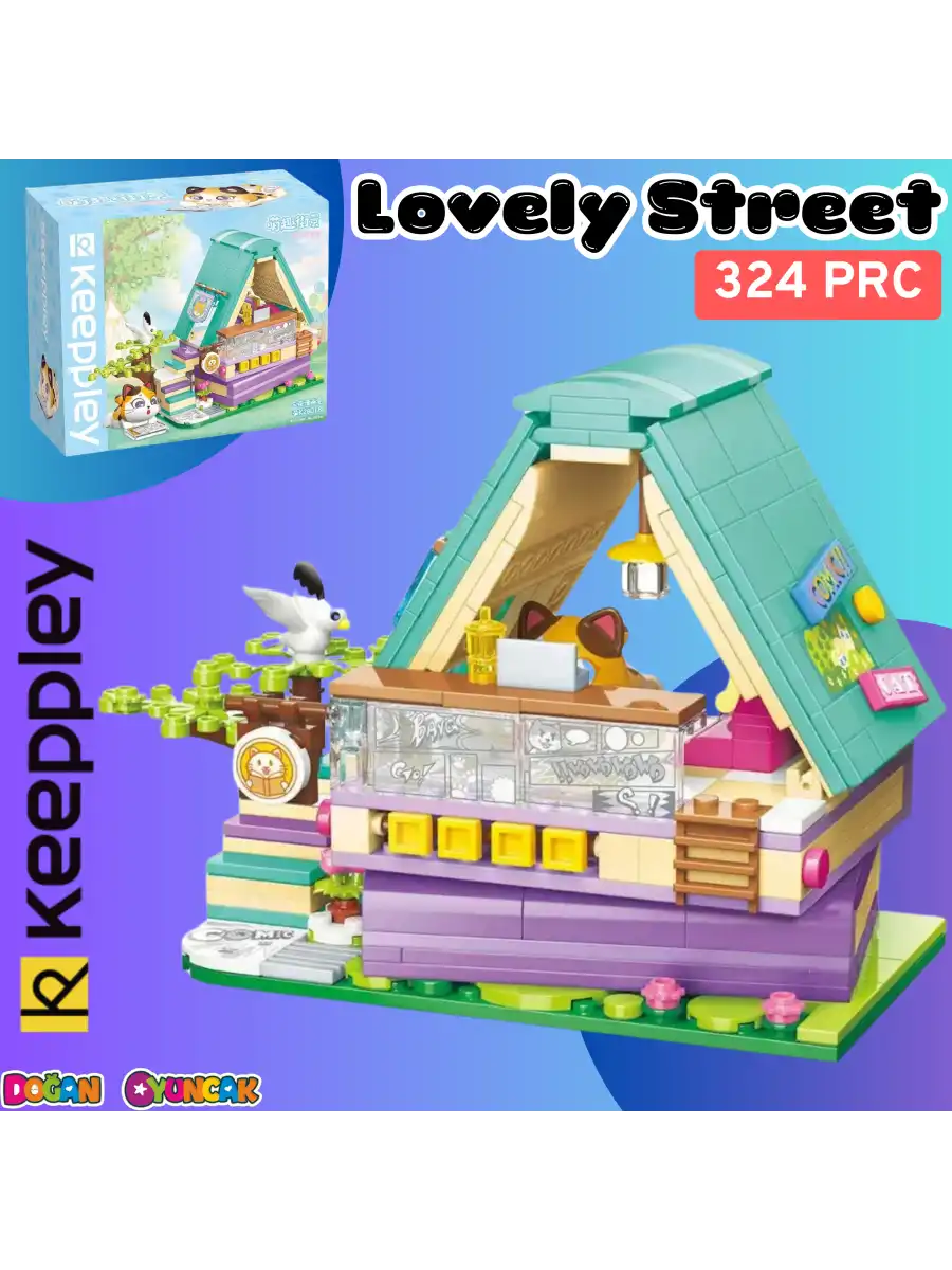 Mikro Blok Calico Cat Comic House Kedi Çizgi Roman Dükkanı 324 Parça - Lego Setleri - Keeppley Mini Lego - Keeppley Lego - Mikro Bloklar