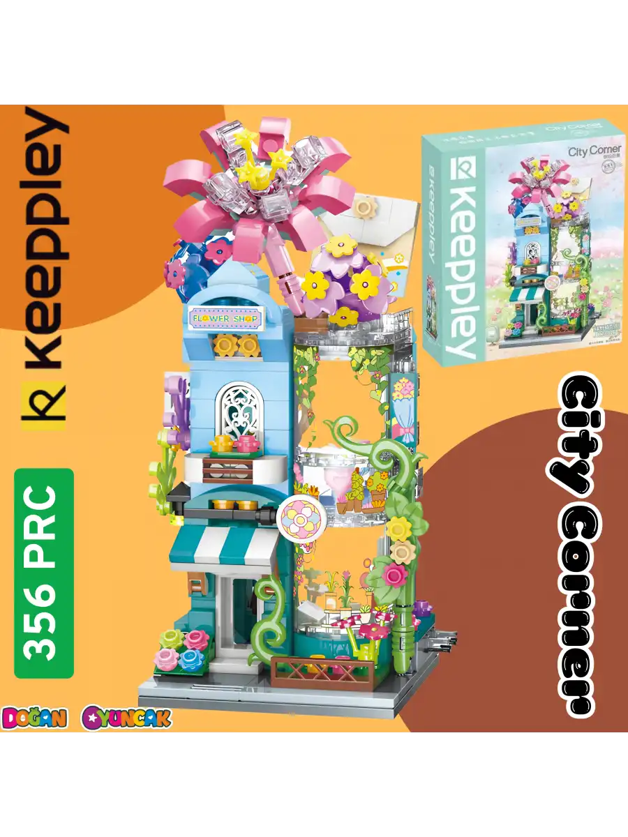 Mikro Blok Çiçek Dükkanı 356 Parça - Lego Setleri - Keeppley Mini Lego - Dükkan Lego - Keeppley Lego - Mikro Bloklar