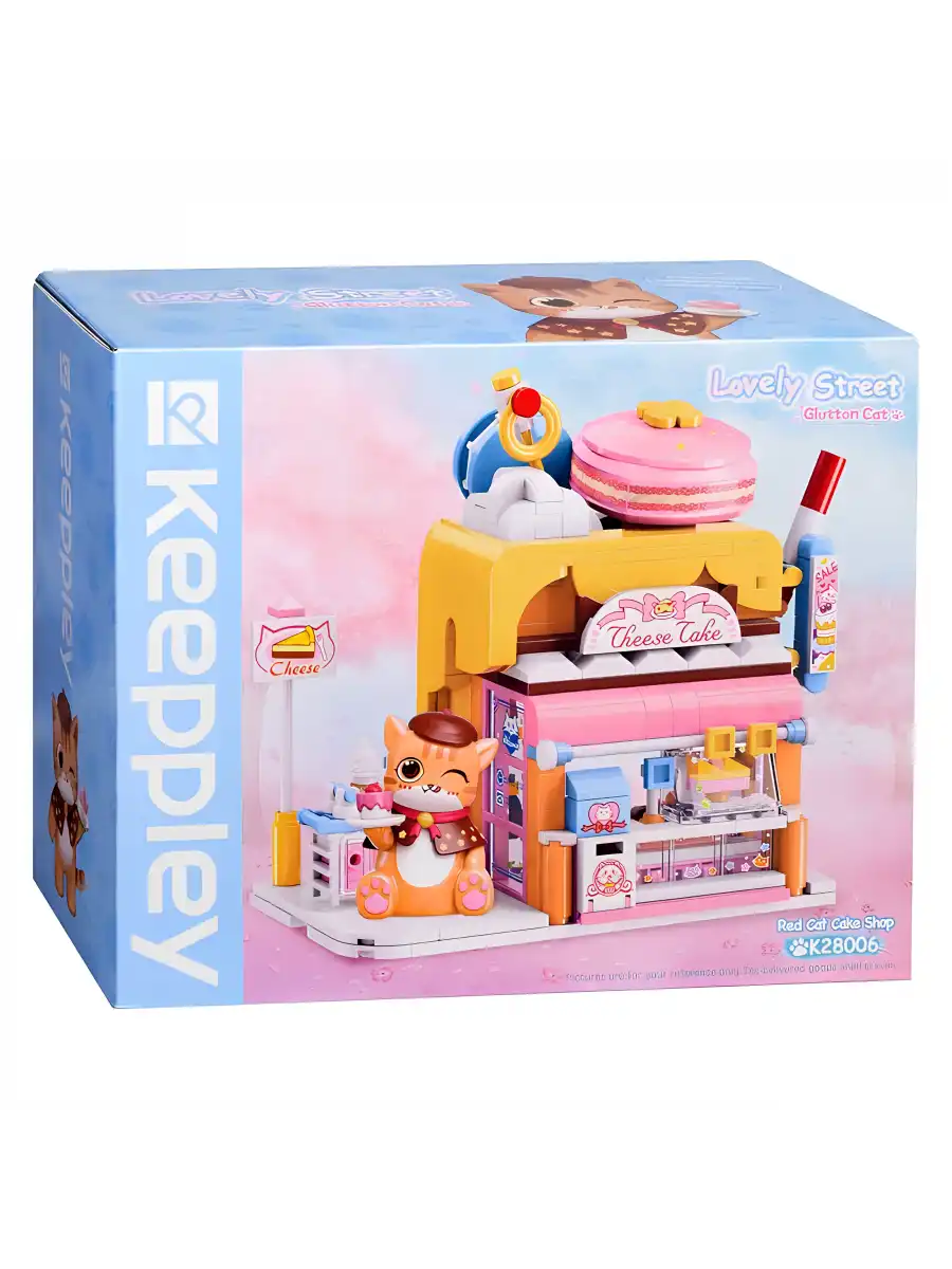Mikro Blok Kırmızı Kedi Kek Dükkanı 364 Parça - Lego Setleri - Keeppley Mini Lego - Keeppley Lego - Mikro Bloklar