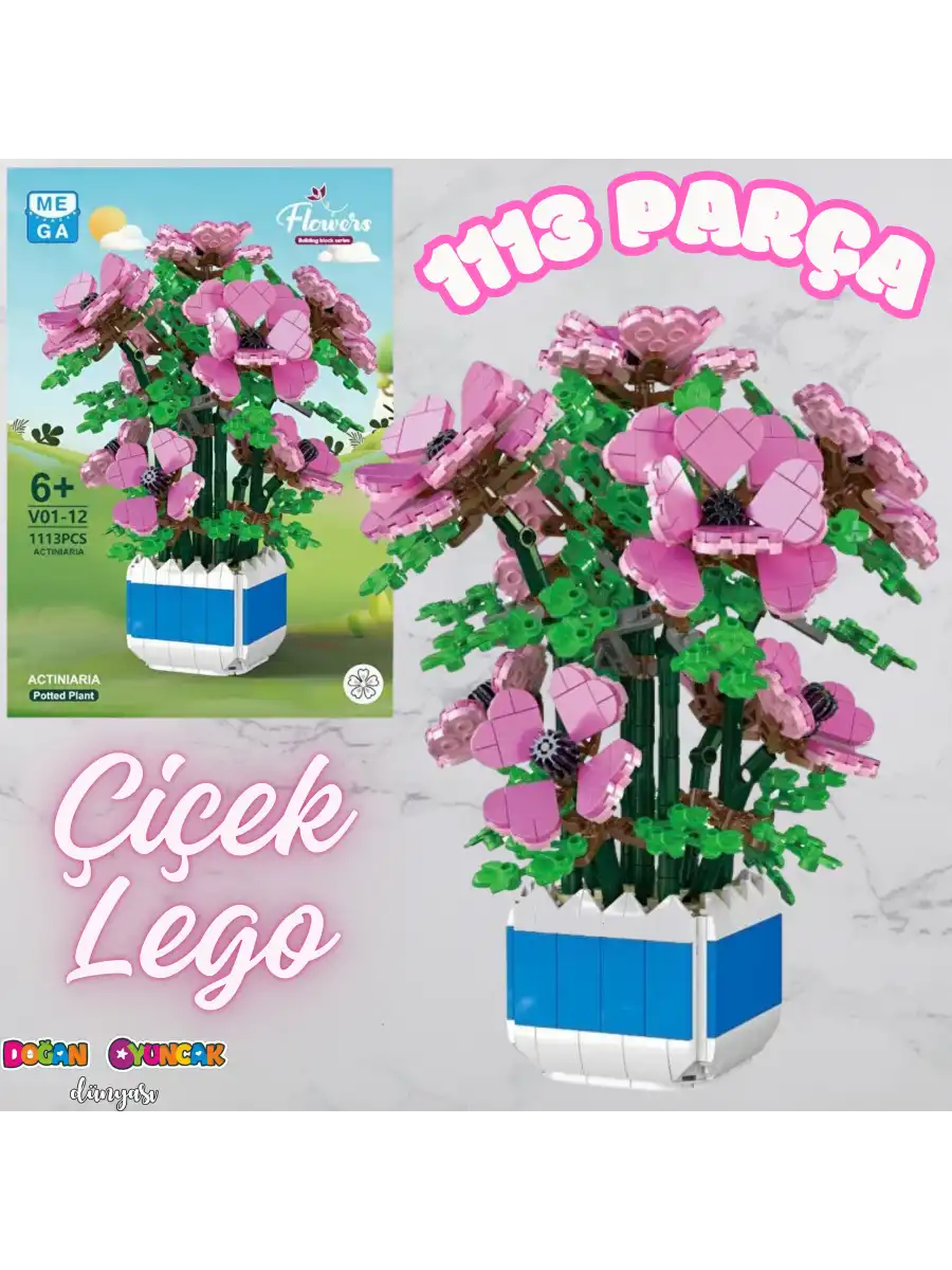 Mikro Blok Şakayık Çiçeği 1113 Parça - Lego Setleri - MEGA Lego - Çiçek Lego - MEGA Çiçek Lego - Mikro Bloklar