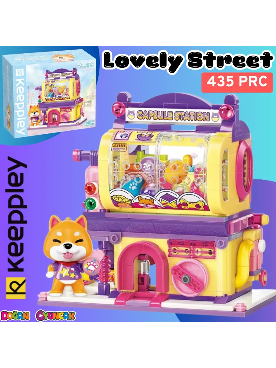 Mikro Blok Shiba Inu Gashapon Machine Kapsül Oyuncak Dükkanı 435 Parça - Lego Setleri - Keeppley Mini Lego - Keeppley Lego - Mikro Bloklar
