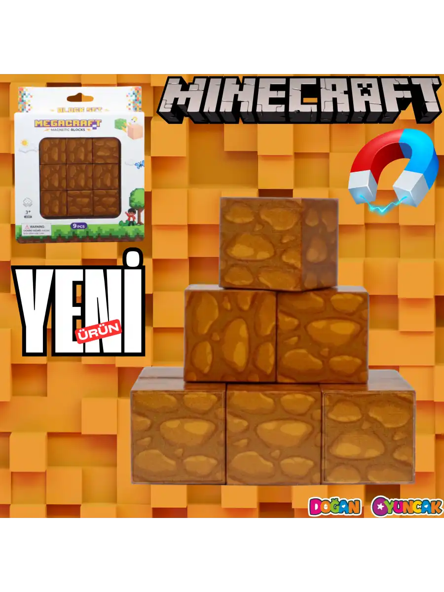 Minecraft Ahşap Desenli Blok Manyetik Lego Minecraft Manyetik Lego Minecraft Lego Megnetic Blocks