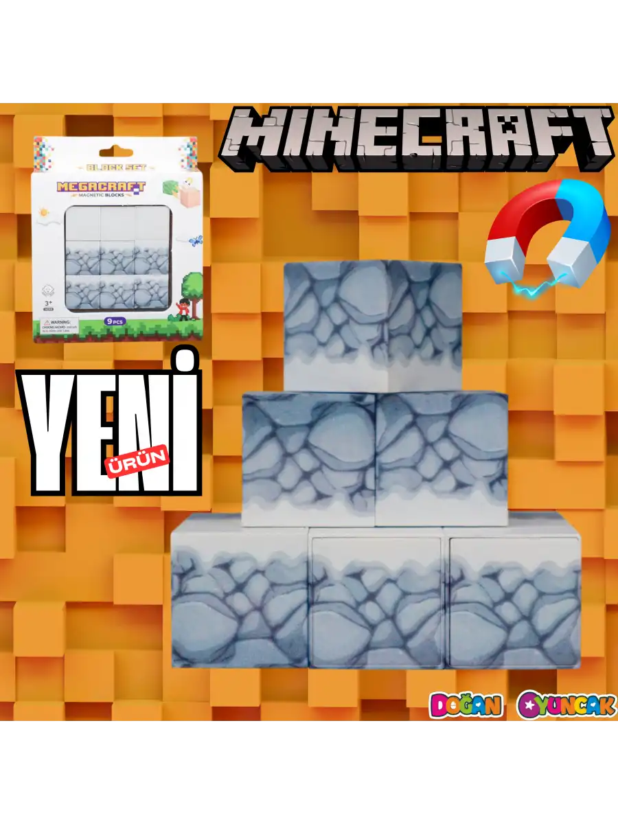 Minecraft Karlı Taş Desenli Blok Manyetik Lego Minecraft Manyetik Lego Minecraft Lego Megnetic Blocks