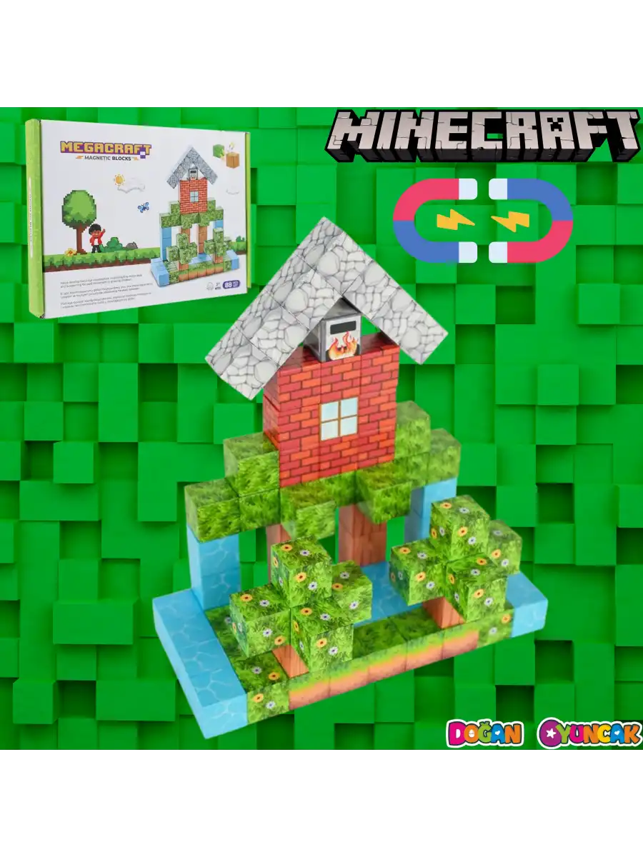 Minecraft Orman Temalı 88 Parça Manyetik Lego Minecraft Manyetik Lego Minecraft Lego Megnetic Blocks