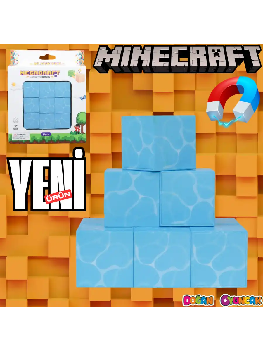 Minecraft Su Desenli Blok Manyetik Lego Minecraft Manyetik Lego Minecraft Lego Megnetic Blocks