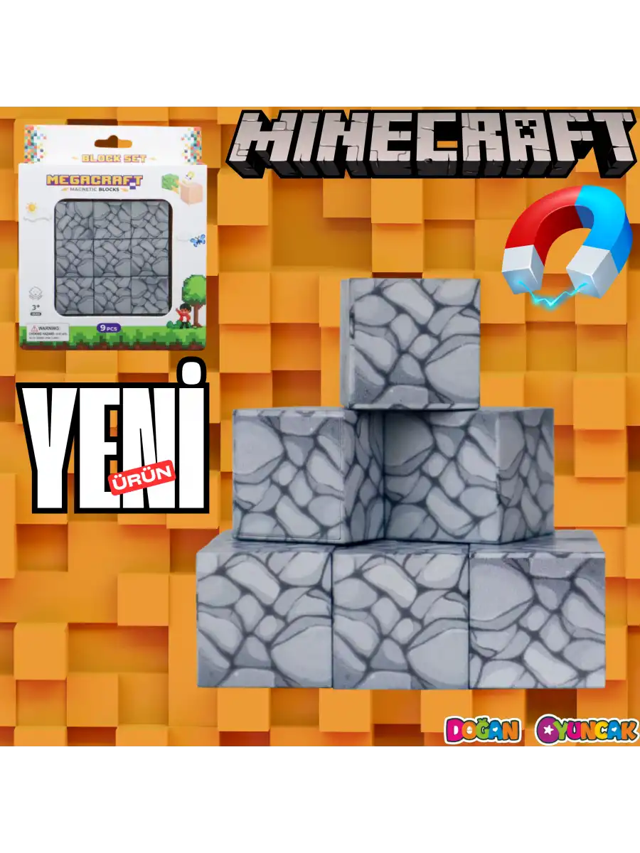 Minecraft Taş Desenli Blok Manyetik Lego Minecraft Manyetik Lego Minecraft Lego Megnetic Blocks