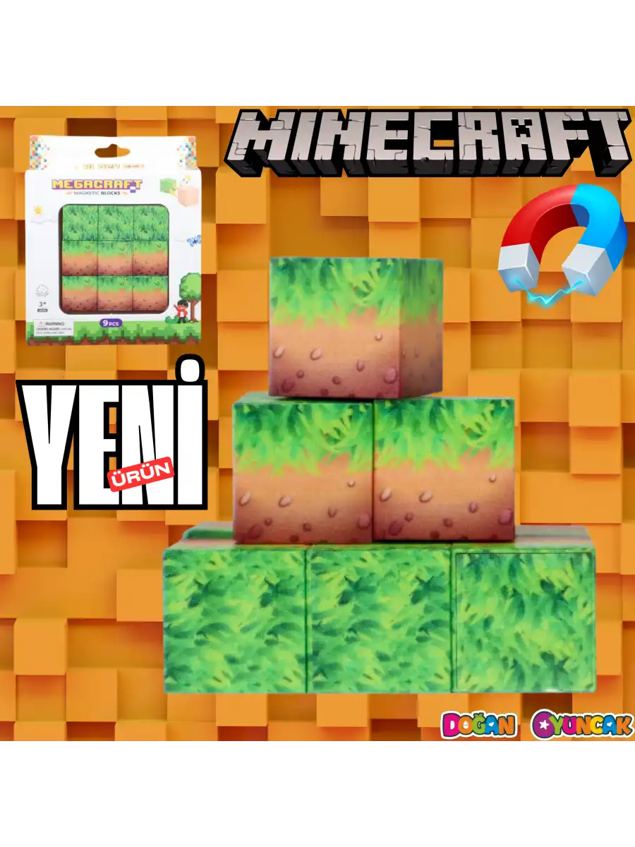 Minecraft Toprak Desenli Blok Manyetik Lego Minecraft Manyetik Lego Minecraft Lego Megnetic Blocks