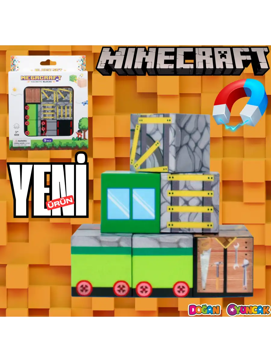 Minecraft Tren Desenli Blok Manyetik Lego Minecraft Manyetik Lego Minecraft Lego Megnetic Blocks