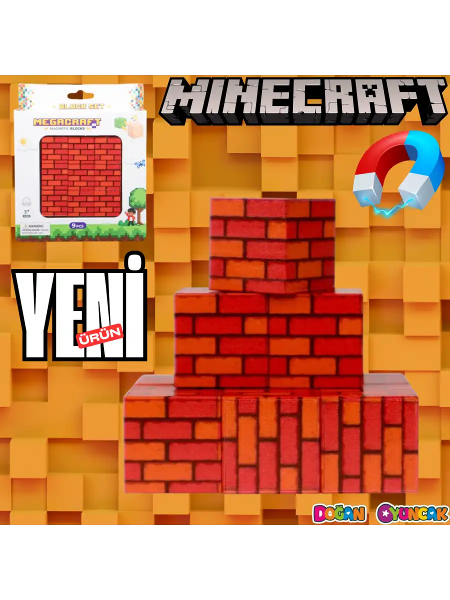 Minecraft Tuğla Desenli Blok Manyetik Lego Minecraft Manyetik Lego Minecraft Lego Megnetic Blocks