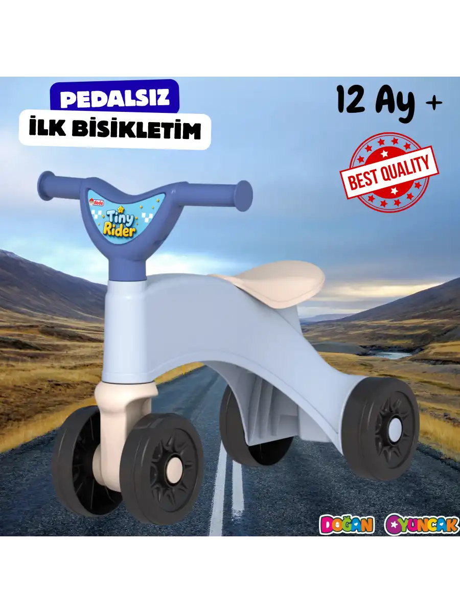 Minik Sürücü İlk Bisikletim Pembe - Binmeli İlk Bisiklet - Çocuk Motoru - İlk Adım Bisikleti 4 Teker Motosiklet