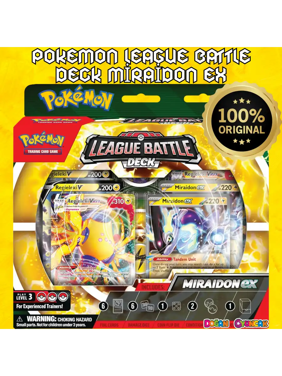 Orijinal Pokemon League Battle Deck Miraidon Ex Kartları - Pokemon Oyun Kartları - Pikachu Koleksiyonluk Kartı