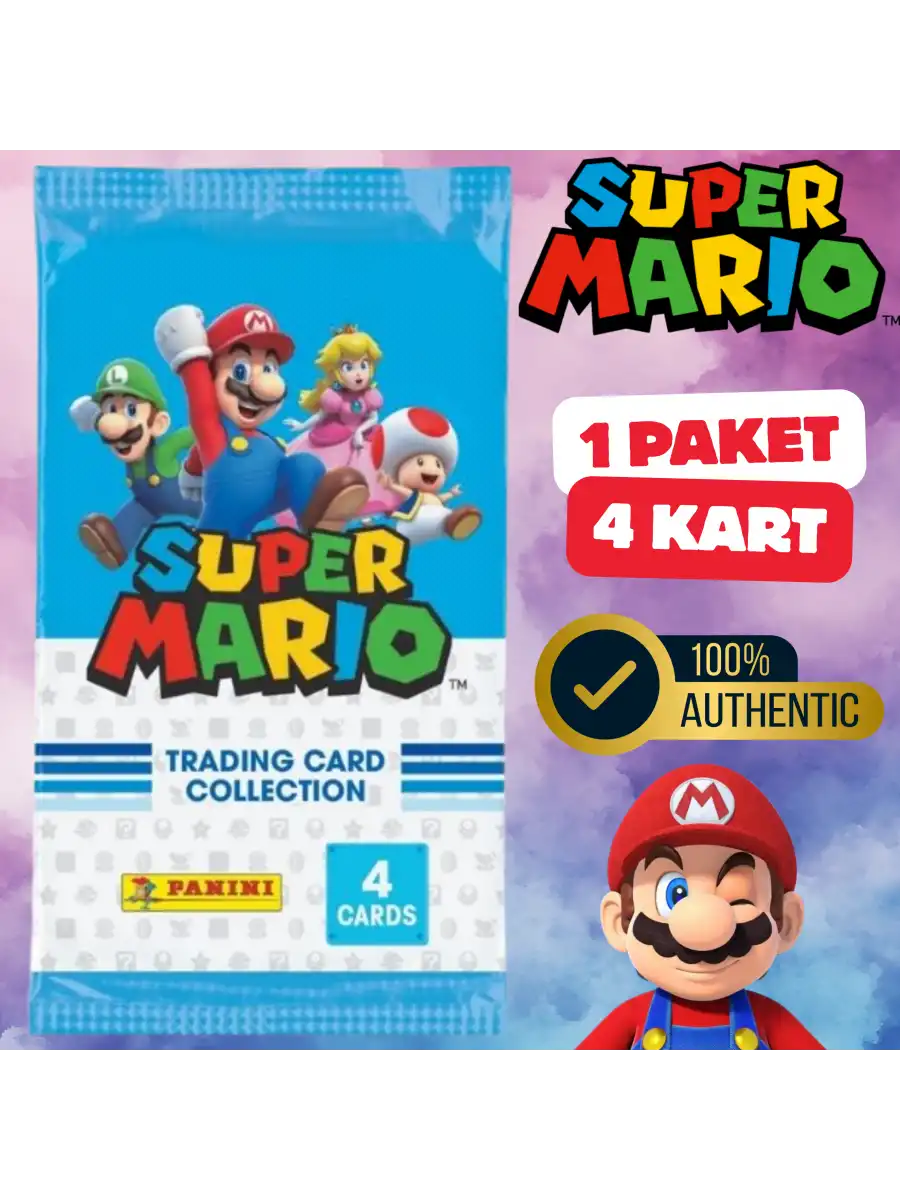 Orijinal Süper Mario Treadin Card - Süper Mario Oyun Kartları - Süper Mario Koleksiyonluk Kartı