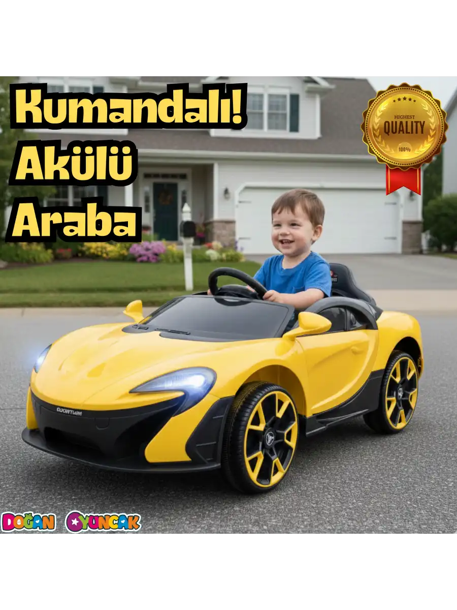 Quantum GT Sarı Uzaktan Kumandalı 4X2 12 Volt Akülü Araba - RC McLaren Akülü Araba