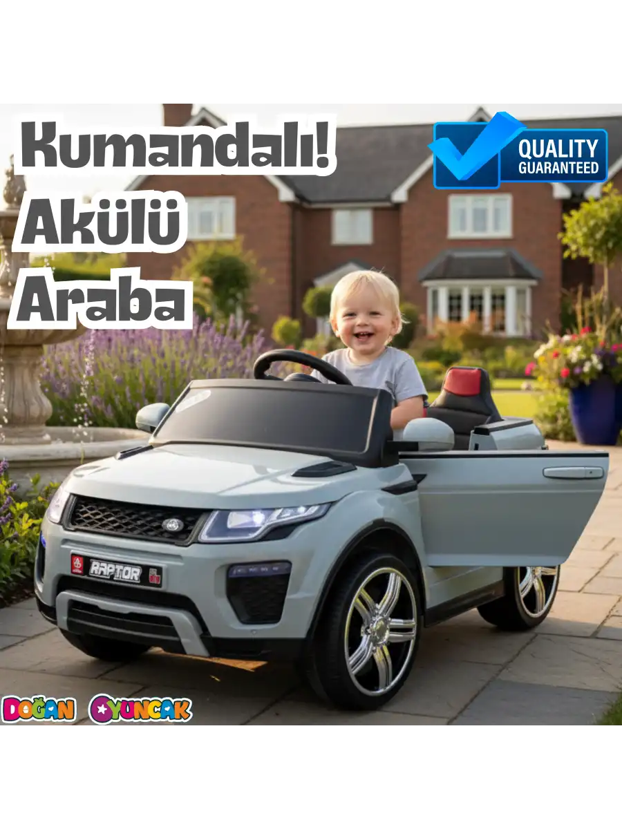 Raptor GT Gri Uzaktan Kumandalı 4X2 12 Volt Akülü Araba - RC Land Rover Akülü Araba Range Rover