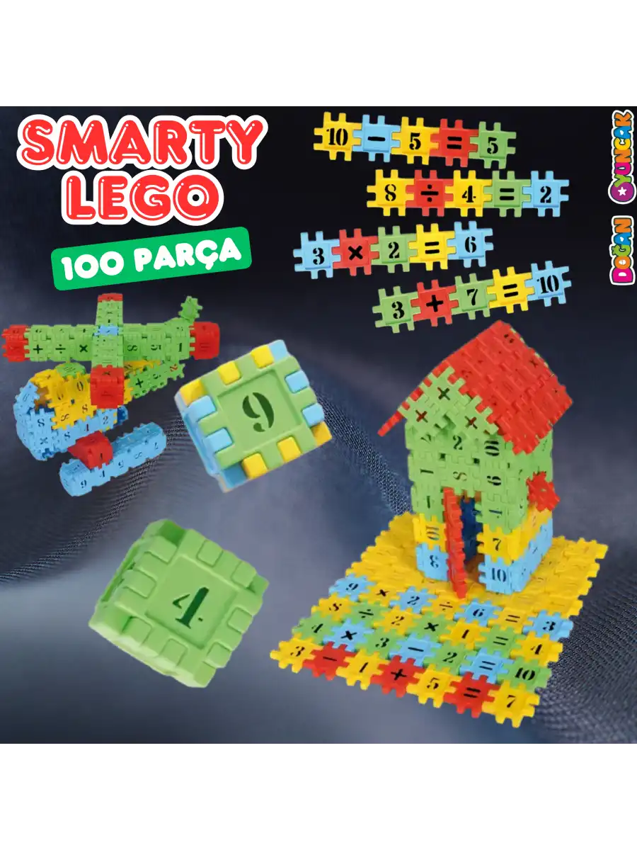 Smarty - Akıllı Sayılar Blok Oyunu 100 Parça - Oyuncak Lego Seti - Birbirine Geçmeli STEM Lego Seti - Eğitici Oyuncak